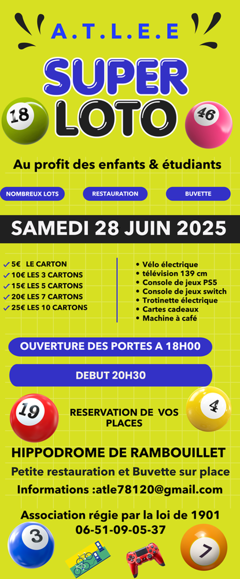 LOTO ASSOCIATIF AU PROFIT DES ENFANTS ET ETUDIANTS 0 78120 Rambouillet