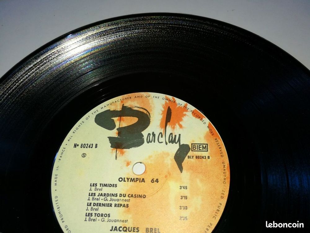 Jacques Brel Collector Olympia 64 vinyle 33 Tours 25cm Rare CD et vinyles