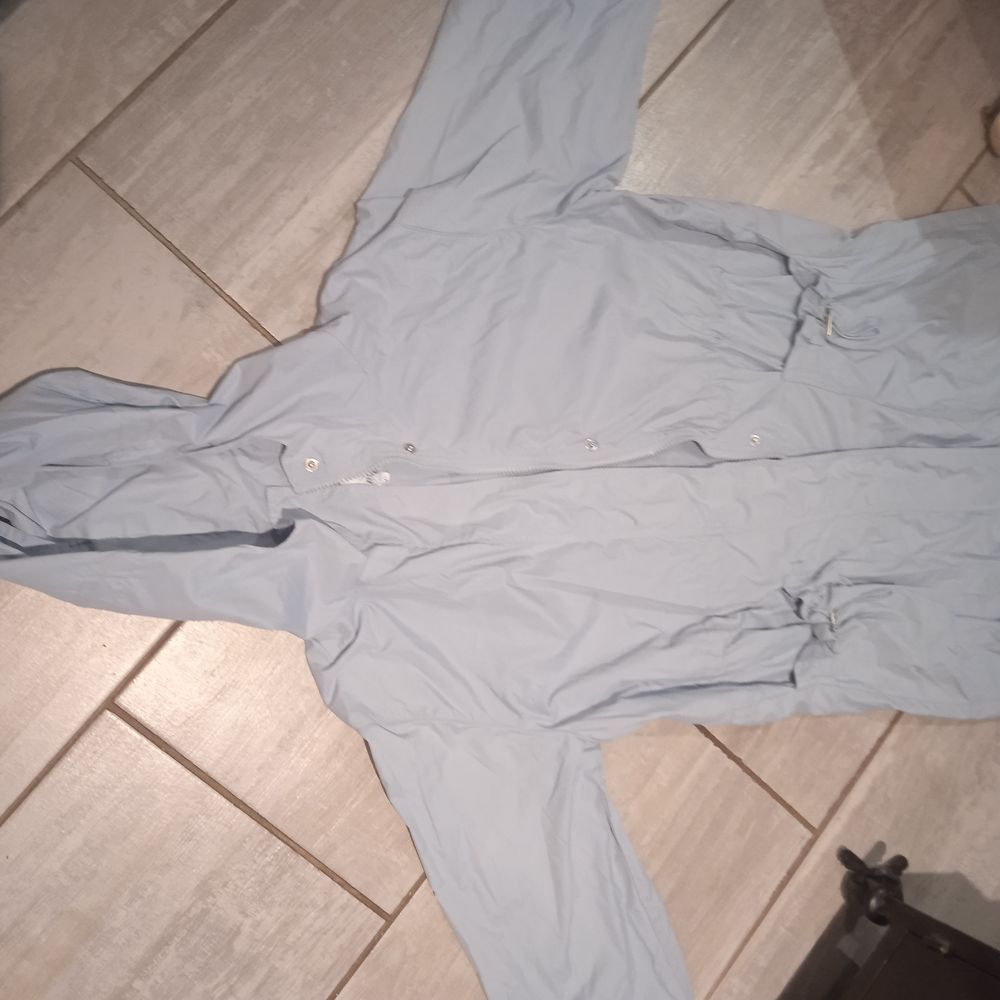Coupe vent &agrave; capuche ceinture &agrave; la taille bleu clair Taille Vêtements