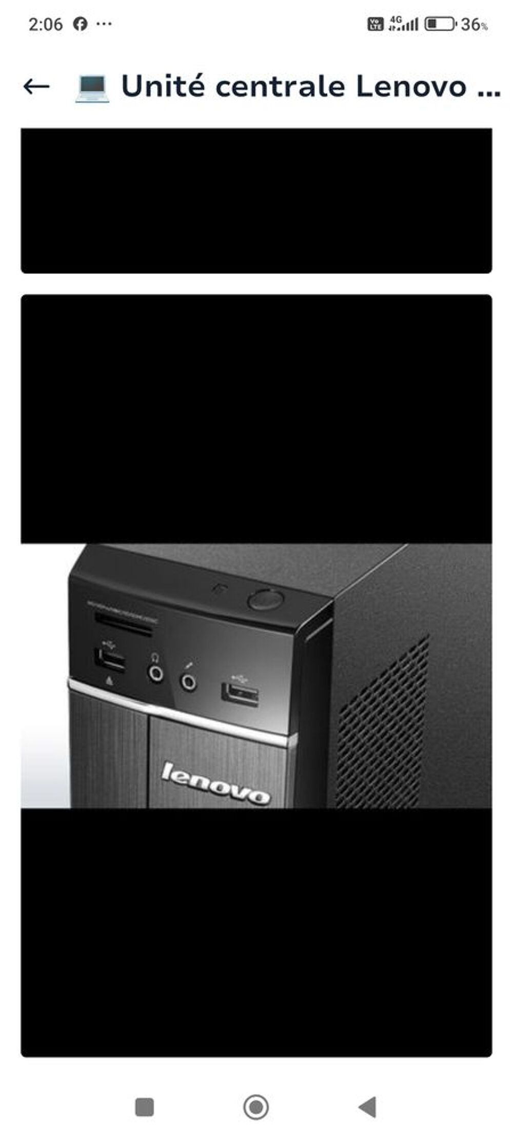 Unit&eacute; centrale Lenovo (&eacute;cran, souris et clavier filaire.) Matériel informatique
