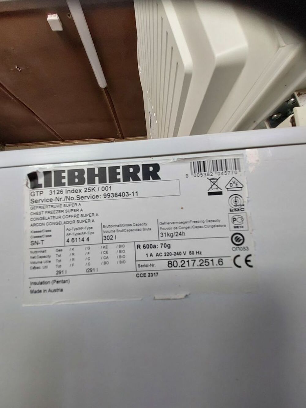 Cong&eacute;lateur coffre blanc LIEBHERR GTP 3126 302 litres Electroménager