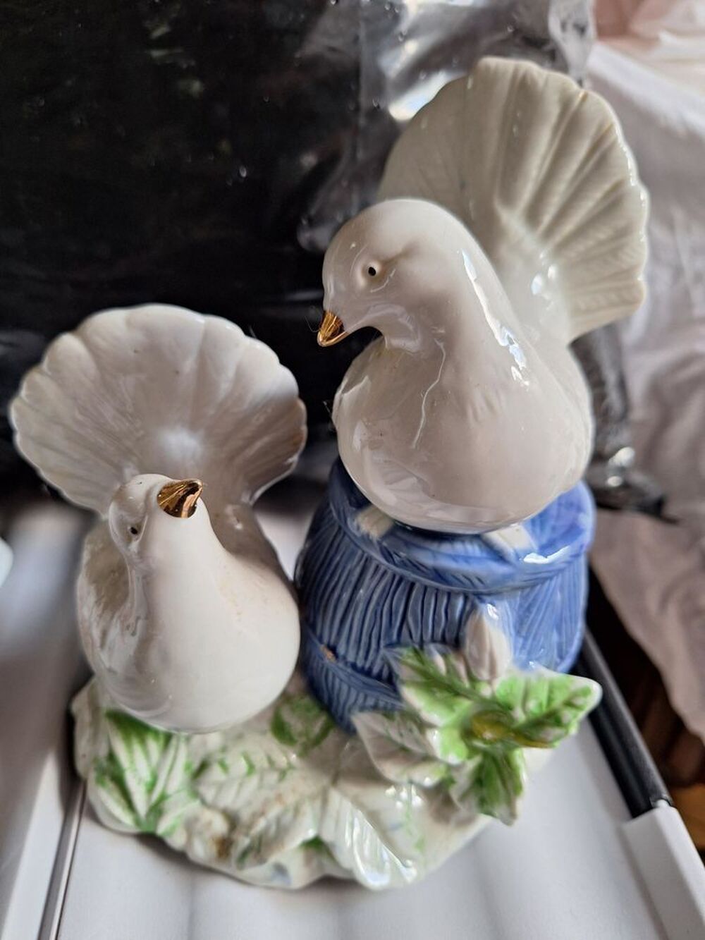 Bibelot - adorables colombes en duo amoureux Décoration