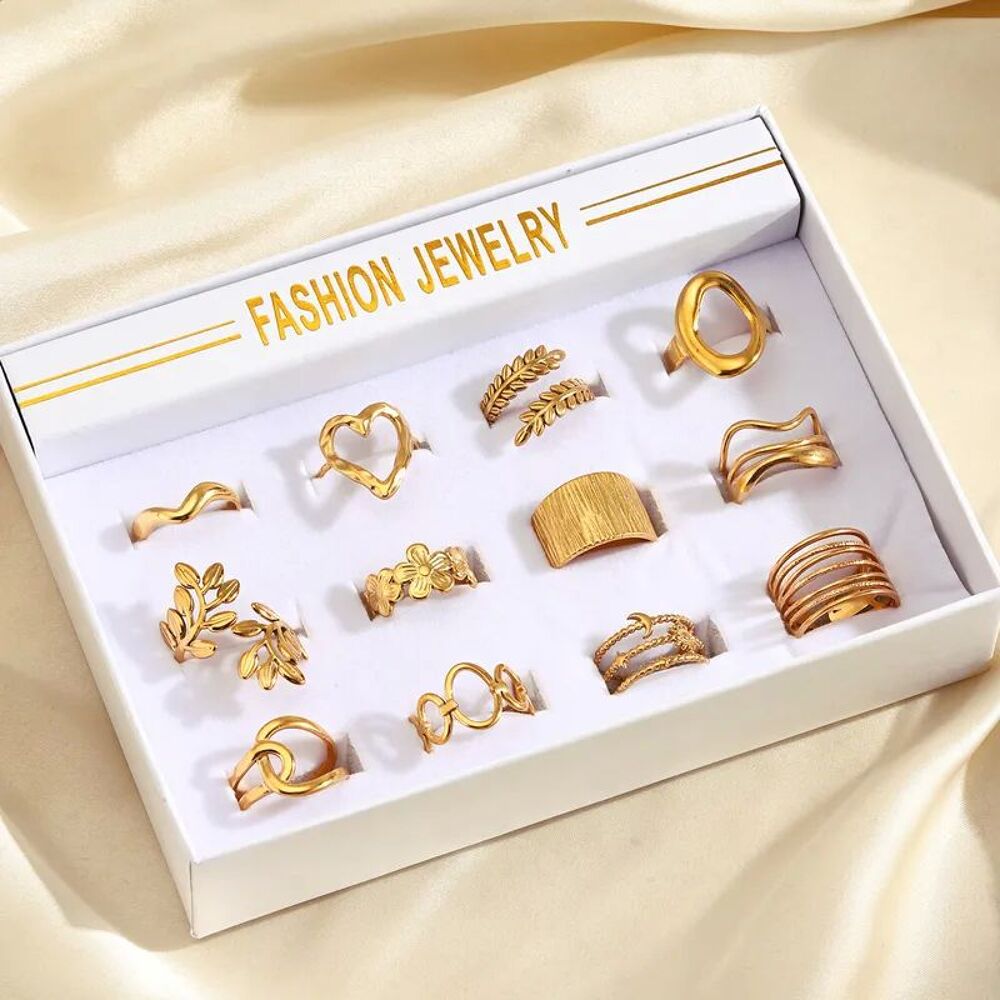 Lot de 12 bagues ajustable plaque or 18k Bijoux et montres