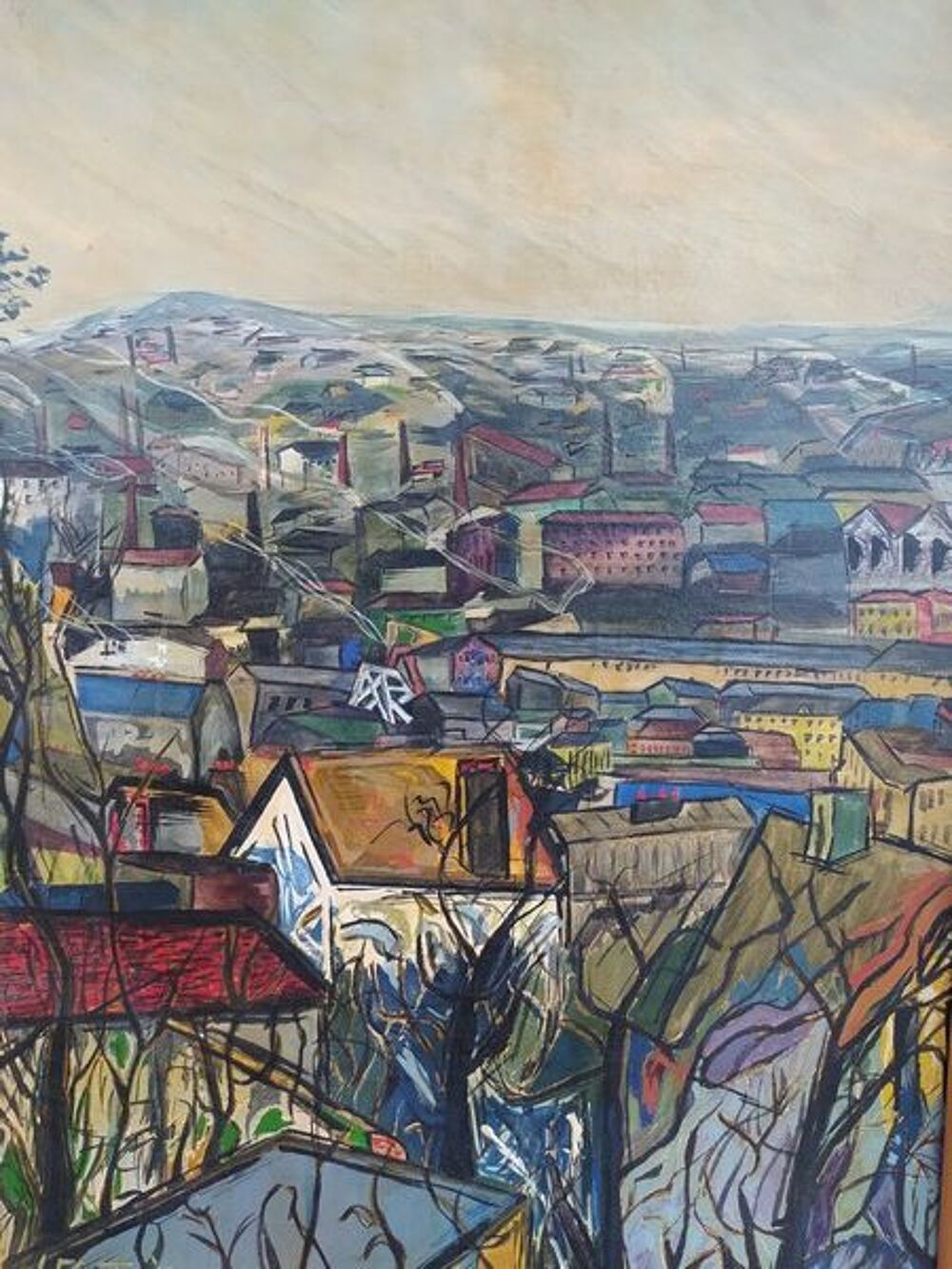 Tableau Intitul&eacute; Les Toits Sign&eacute; R. Genty (Ren&eacute; Genty) 