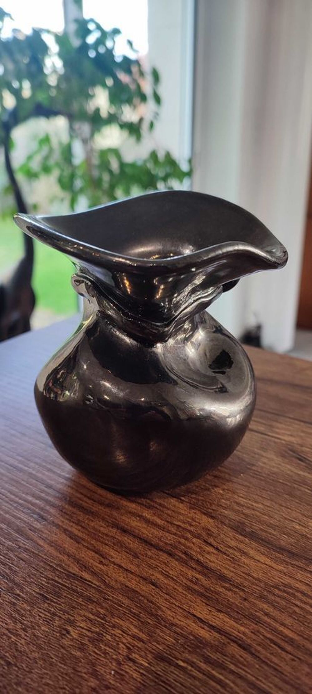 Vase c&eacute;ramique iris&eacute;e ann&eacute;es 60 sign&eacute; 