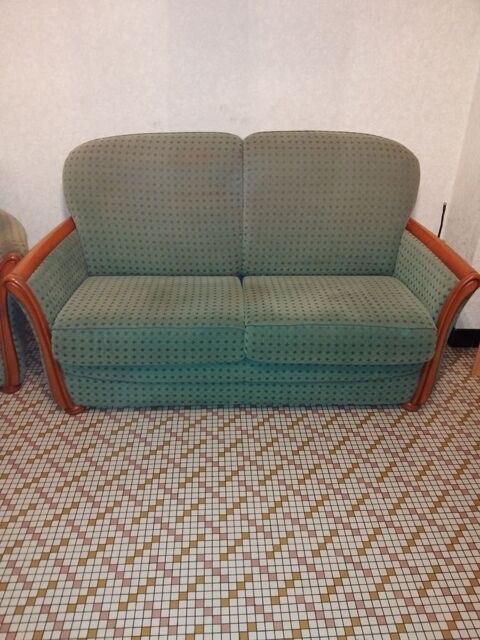 Ensemble canapé + fauteuil assorti de couleur verte Bergerac (24)