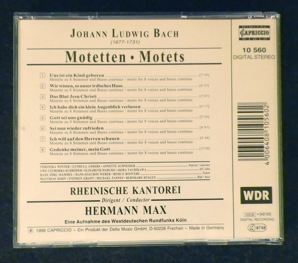 CD - Johann Ludwig Bach ? Motets CD et vinyles