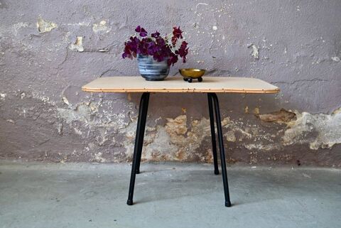 Table basse design vintage en rotin et mtal design 170 Wintzenheim (68)