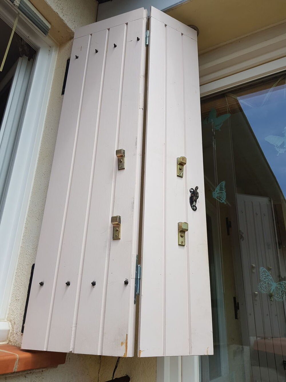 VOLET BOIS 3 BATTANTS + BARRES DE SECURITE Bricolage