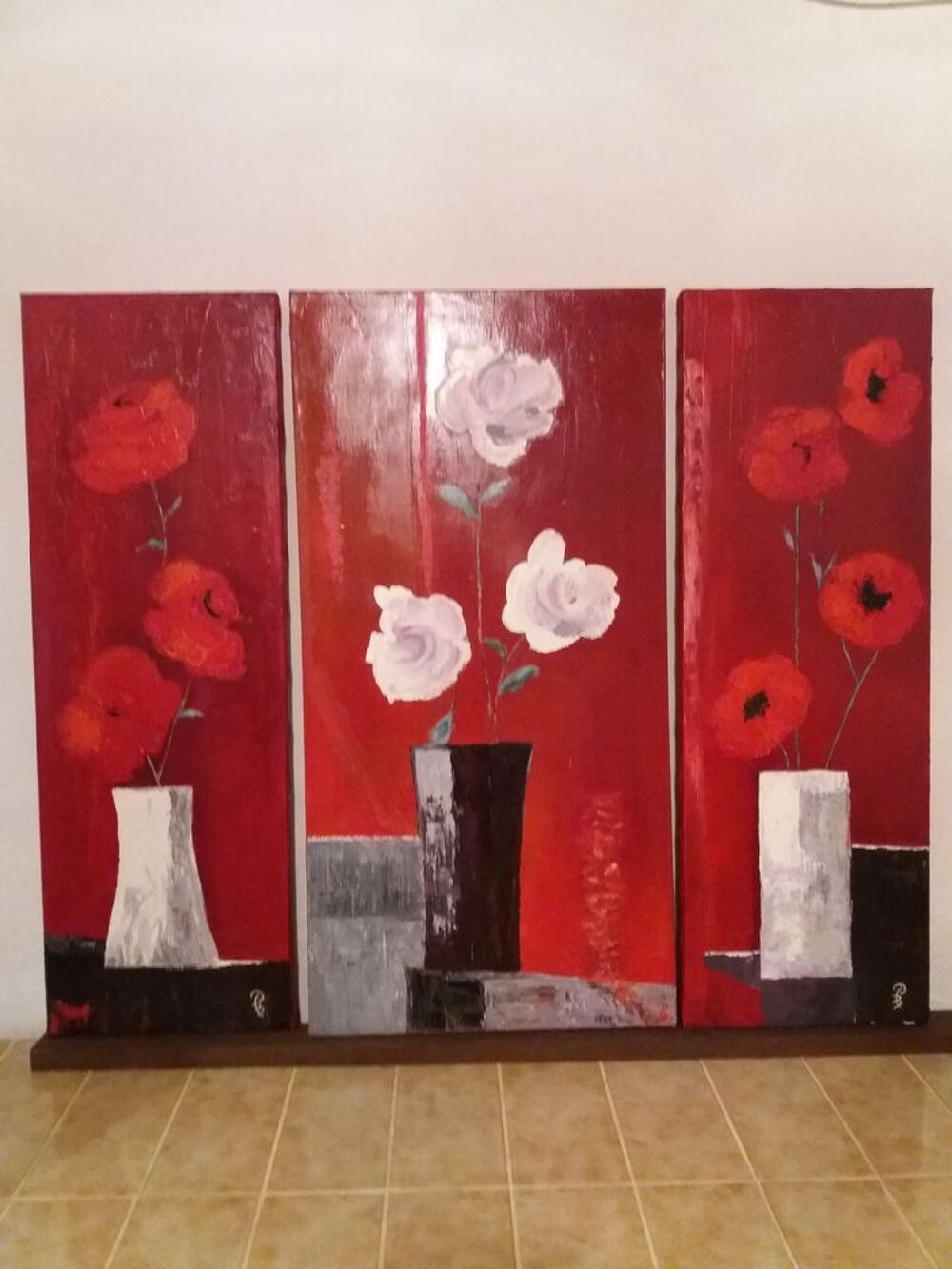 TROIS TABLEAUX HUILE Décoration