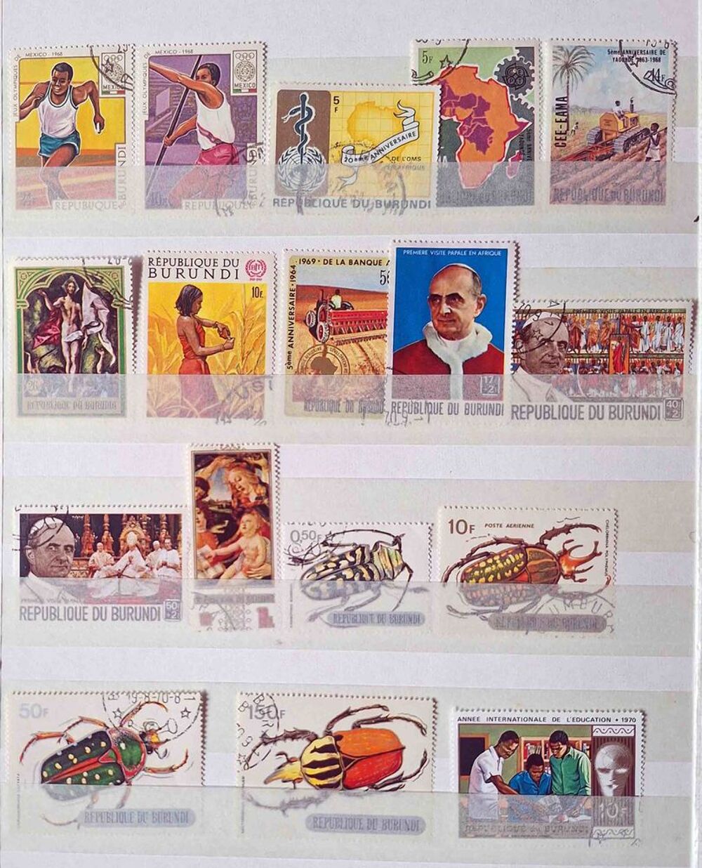 S&eacute;rie de timbres de collection du Burundi 