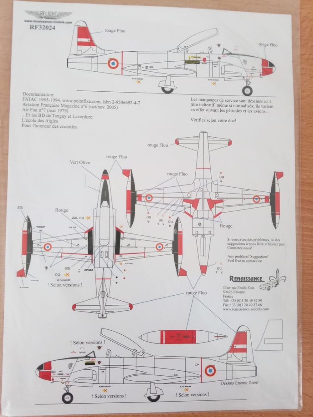 D&eacute;cal. Renaissance Lockheed T-33 Ecole de Chasse RF32024 Jeux / jouets