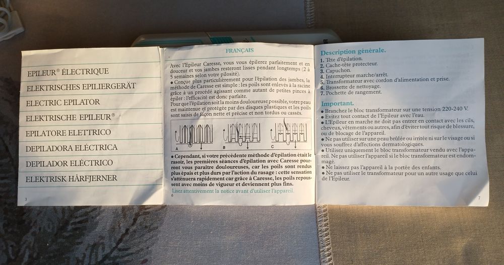 EPILATEUR "CARESSE" de "CALOR" + TROUSSE DE TRANSPORT Electrom�nager