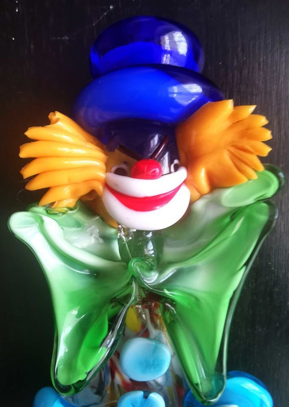 2 Clowns verrerie Murano (Venise) de 26 cm de haut Décoration