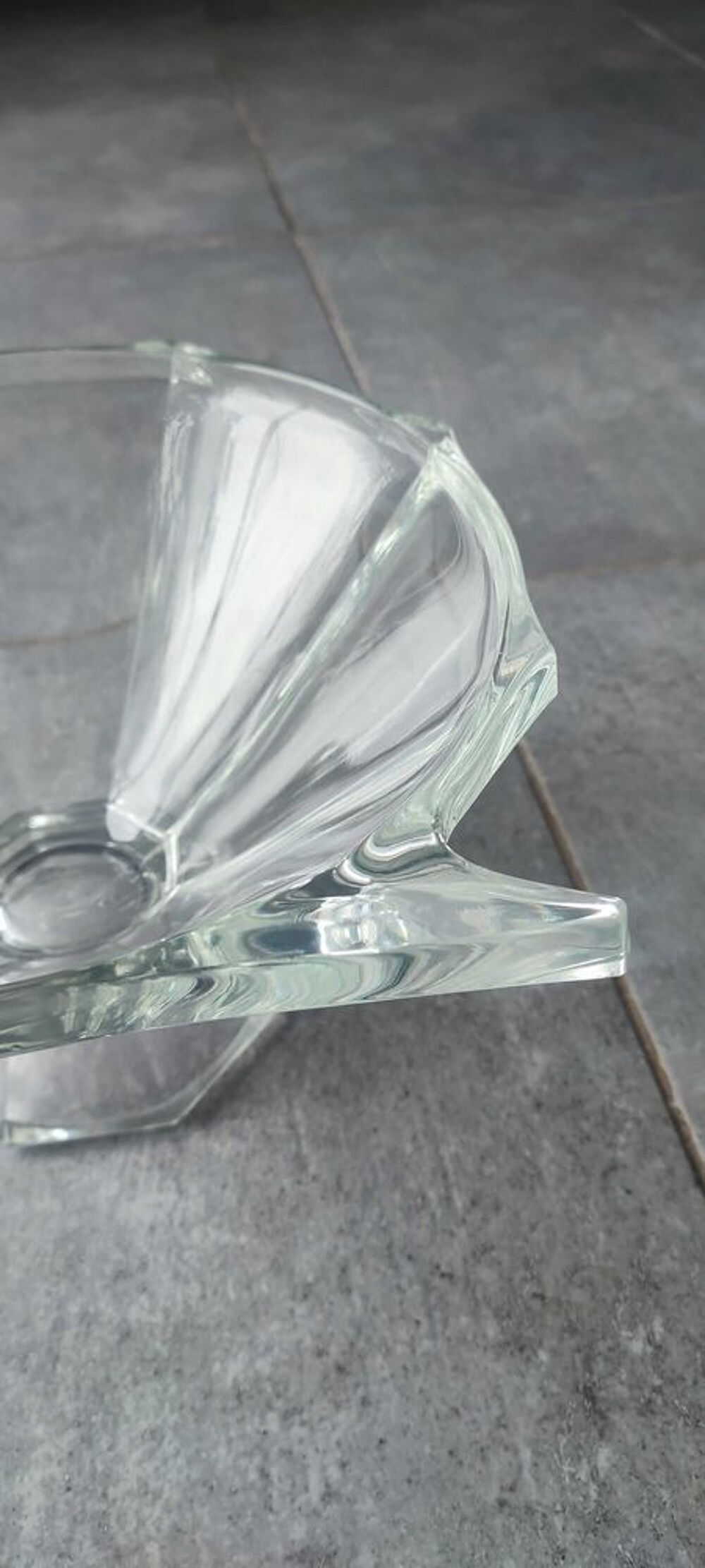 Coupe en verre &eacute;pais grav&eacute;e Slovakia Style Art D&eacute;co 