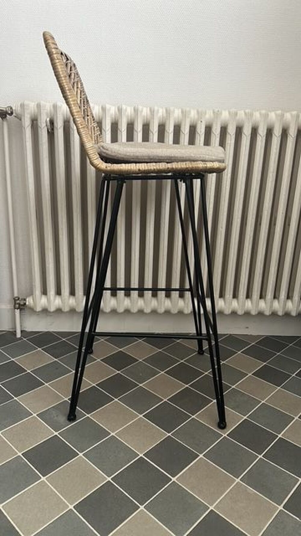 Lot de 2 chaises de bar en rotin/tress&eacute; ? Hauteur d'assise 6 Meubles