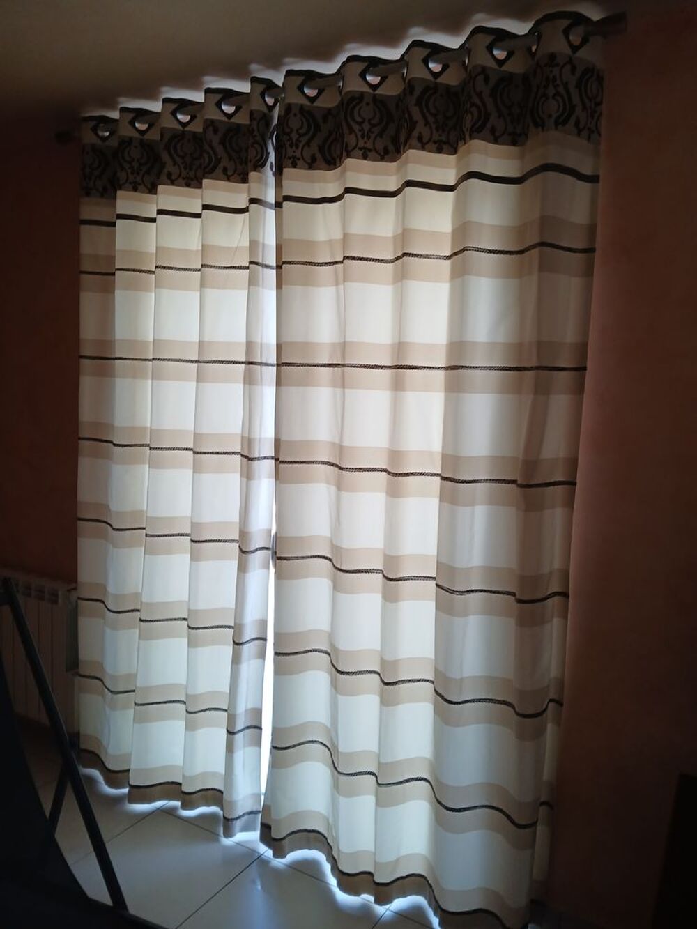 2 paires de rideaux ameublement avec tringles, Décoration