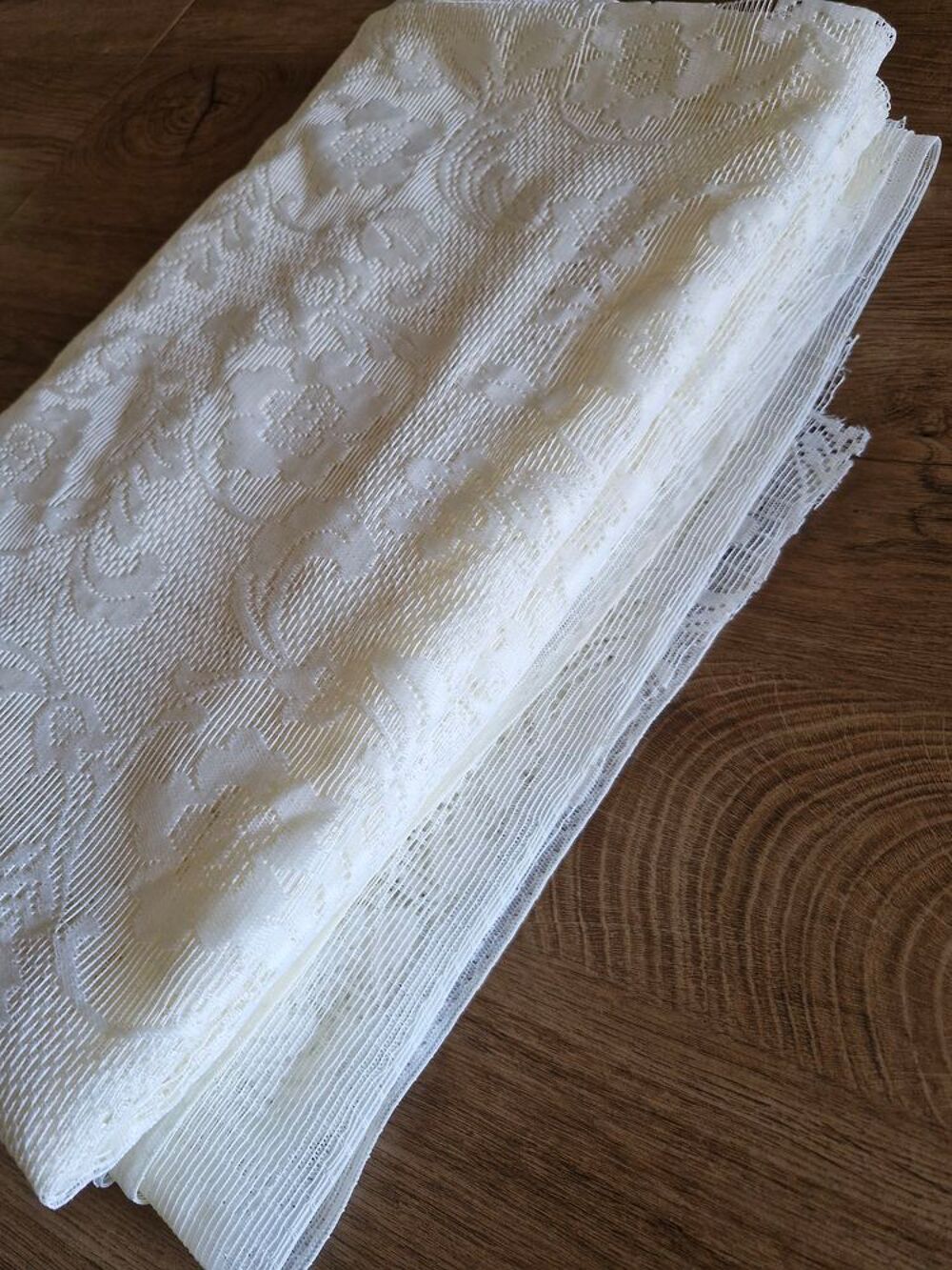 Tissu dentelle floral blanc/&eacute;cru 4m50/4m Décoration