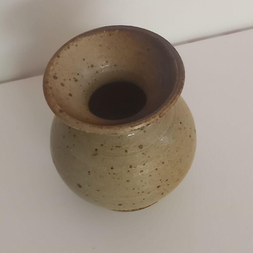 Joli petit vase en gr&egrave;s cuit verniss&eacute;e artisanal Décoration