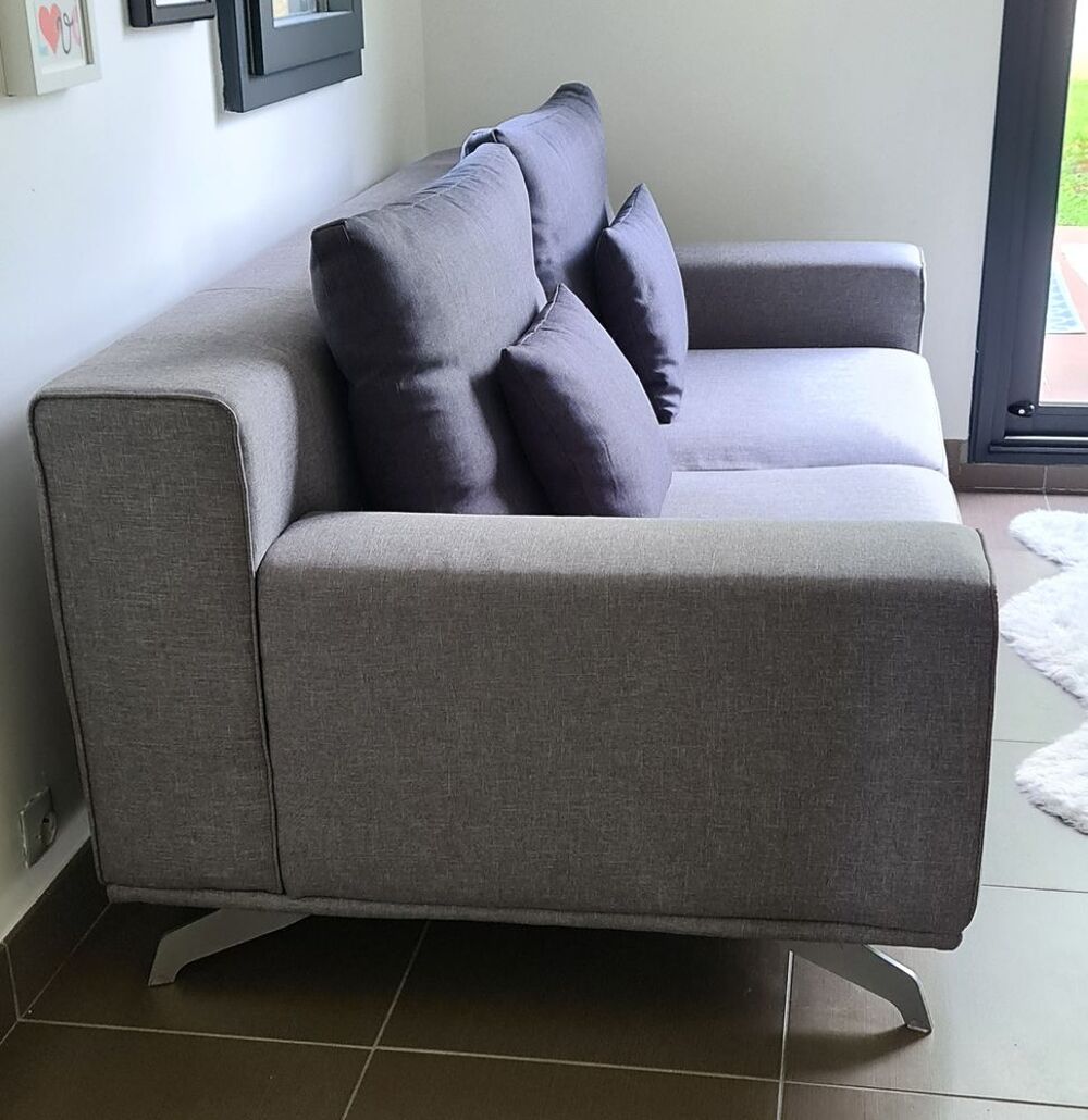 Canap&eacute; 3 places tissu gris Meubles