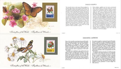 4 cartes de 1984  PAPILLONS DU MONDE  16 Les glisottes-et-Chalaures (33)