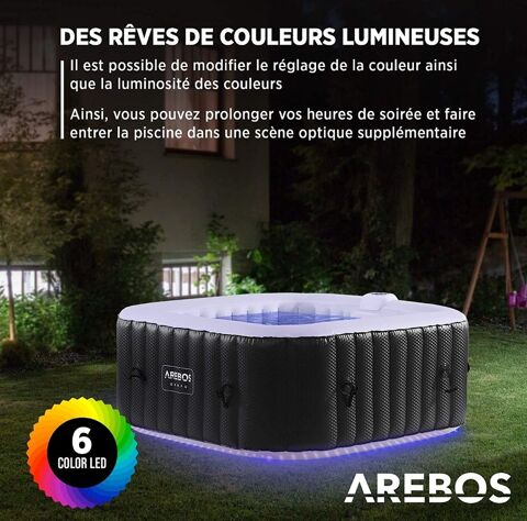 Spa gonflable AREBOS 154154 avec clairage LED/6 couleurs/
350 Saran (45)