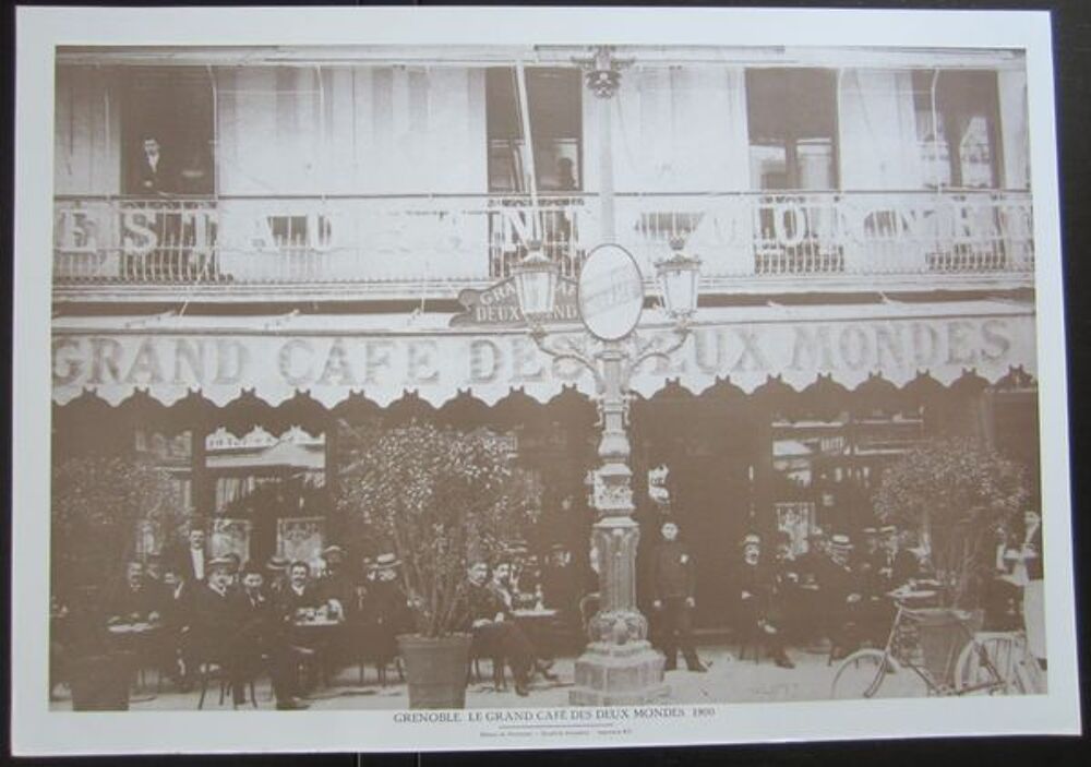 Gravure GRENOBLE, Le Grand Caf&eacute; des Deux Mondes, 1900 