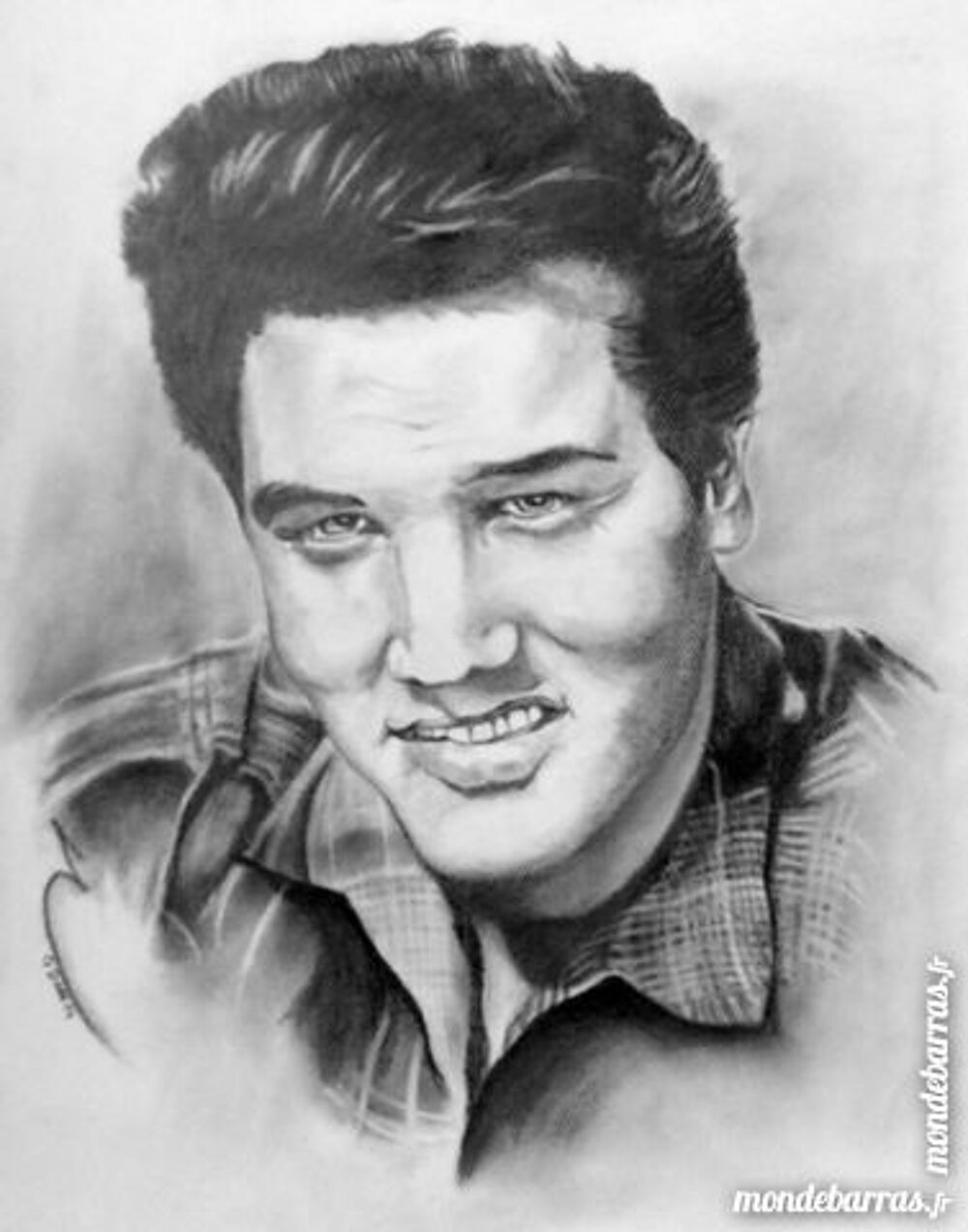 DESSIN AU CRAYON GRAPHITE ELVIS PRESLEY Décoration