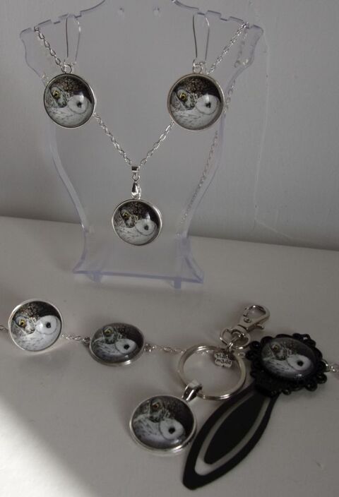 Parure complte 6 pices cabochons 2cm  Ying Yang Chouettes  7 Lennon (29)