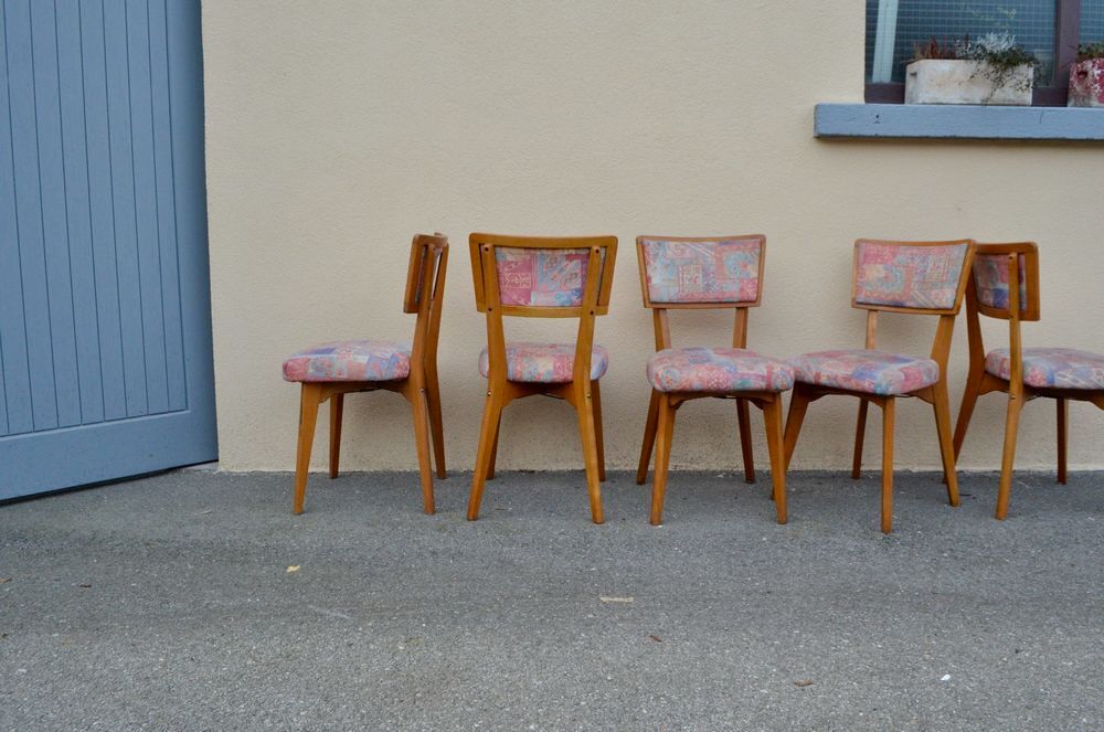 Set de 5 chaises design vintage reconstruction 1950 Meubles