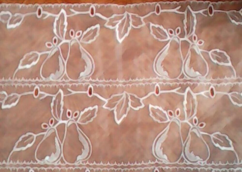 Rideaux blancs motifs poires 77 x 57 Décoration