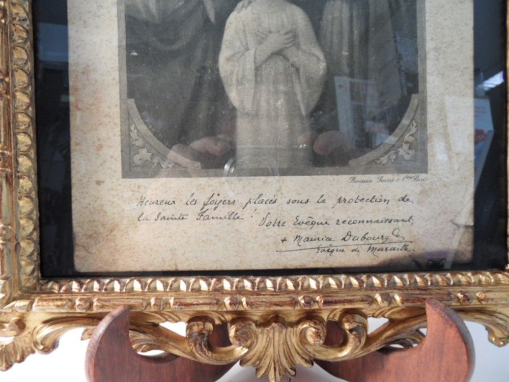 ANCIENNE IMAGE GRAVURE PIEUSE SIGNEE EVEQUE MARSEILLE Mgr Décoration