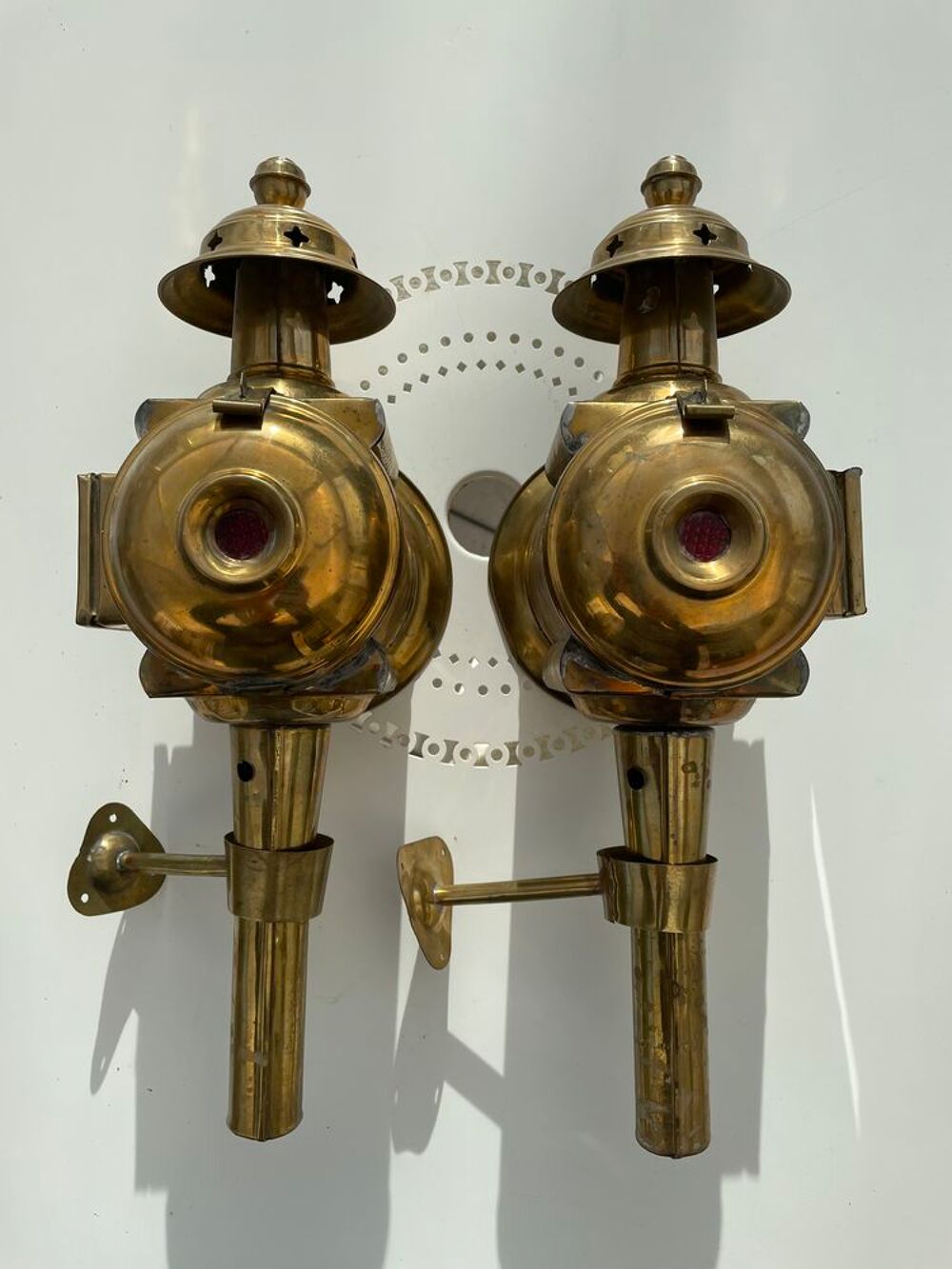 Lot de 2 lampes de cal&egrave;che en cuivre Décoration