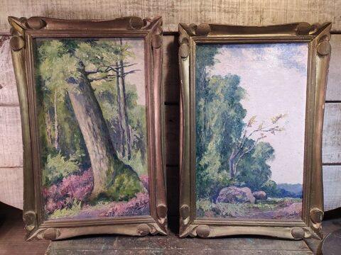 Tableaux Paysage For�t de Ach�res Sign� Bouillard 135 Loches (37)