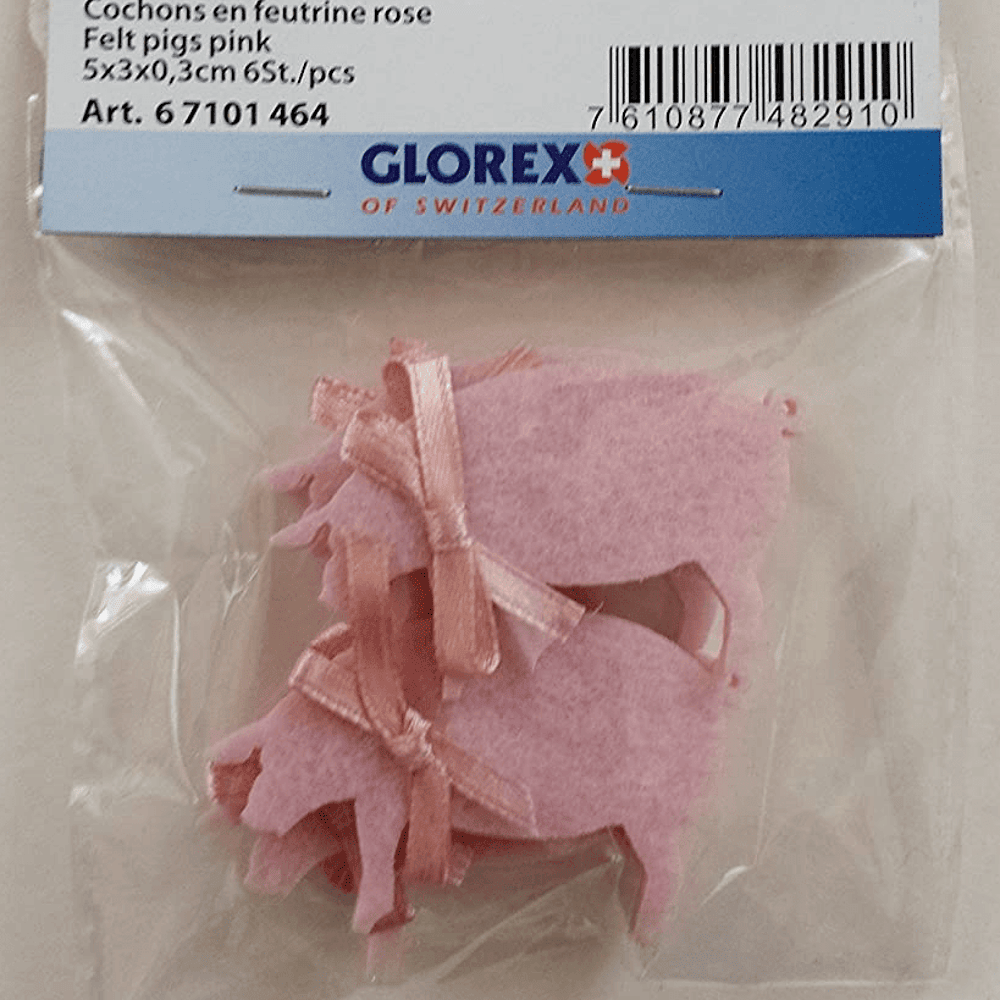 Lot de 6 cochons roses en feutrine pour agr&eacute;menter votre d&eacute;c Décoration