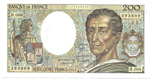 Billet 200 Francs Montesquieu 1981 (H.006) Banque de France  10 Cormery (37)