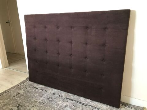 PARFAIT ETAT 160 x 120cm t�te de lit capitonn�e marron Orl�ans (45)