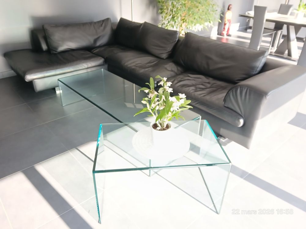 Canap&eacute; d'angle cuir noir Meubles