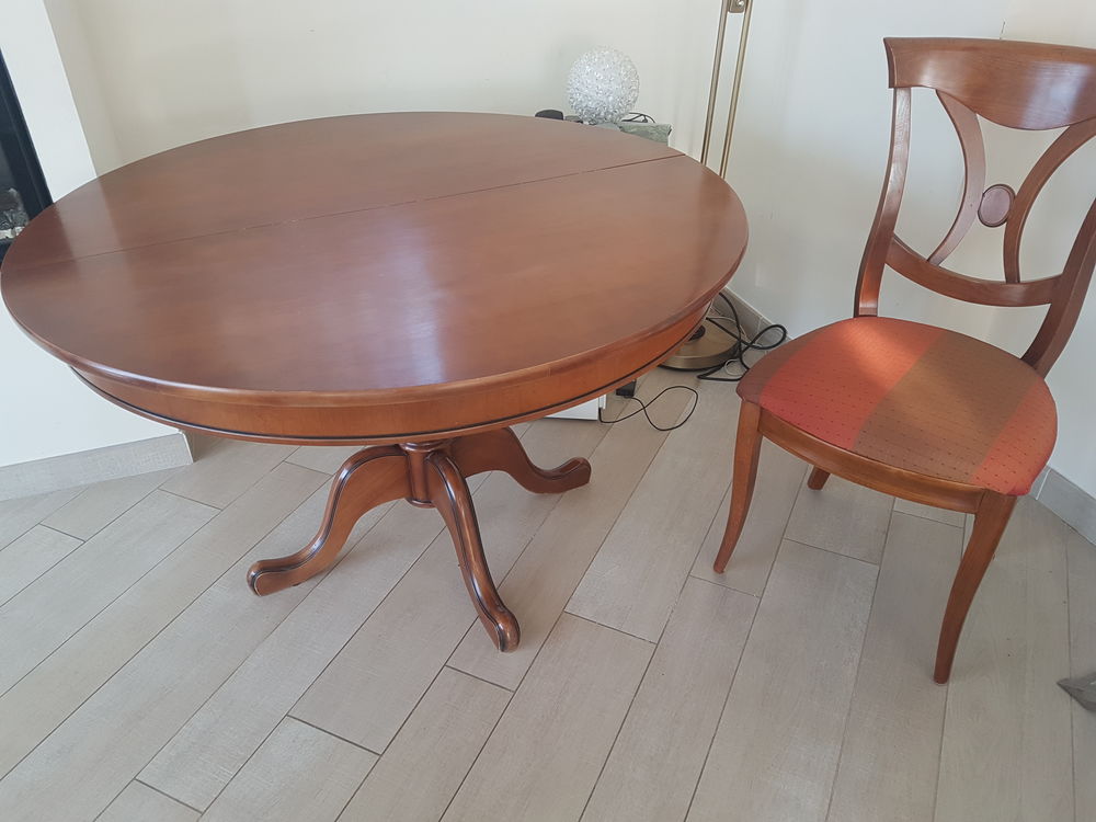TABLE RONDE DIAM. 120 + RALLONGE / MERISIER &eacute;tat NEUF Meubles