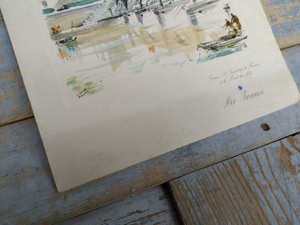 
Menu Air France Vol Paris Baranquilla 1954 Pont des Arts 