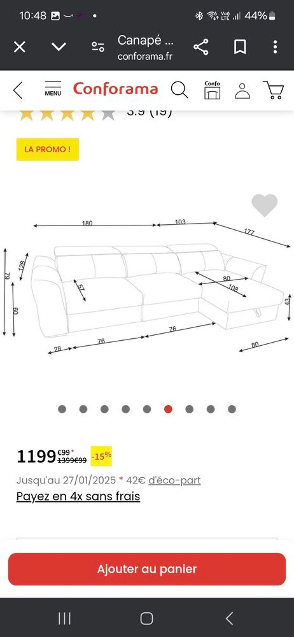 Canap&eacute; d'angle r&eacute;versible et convertible Meubles