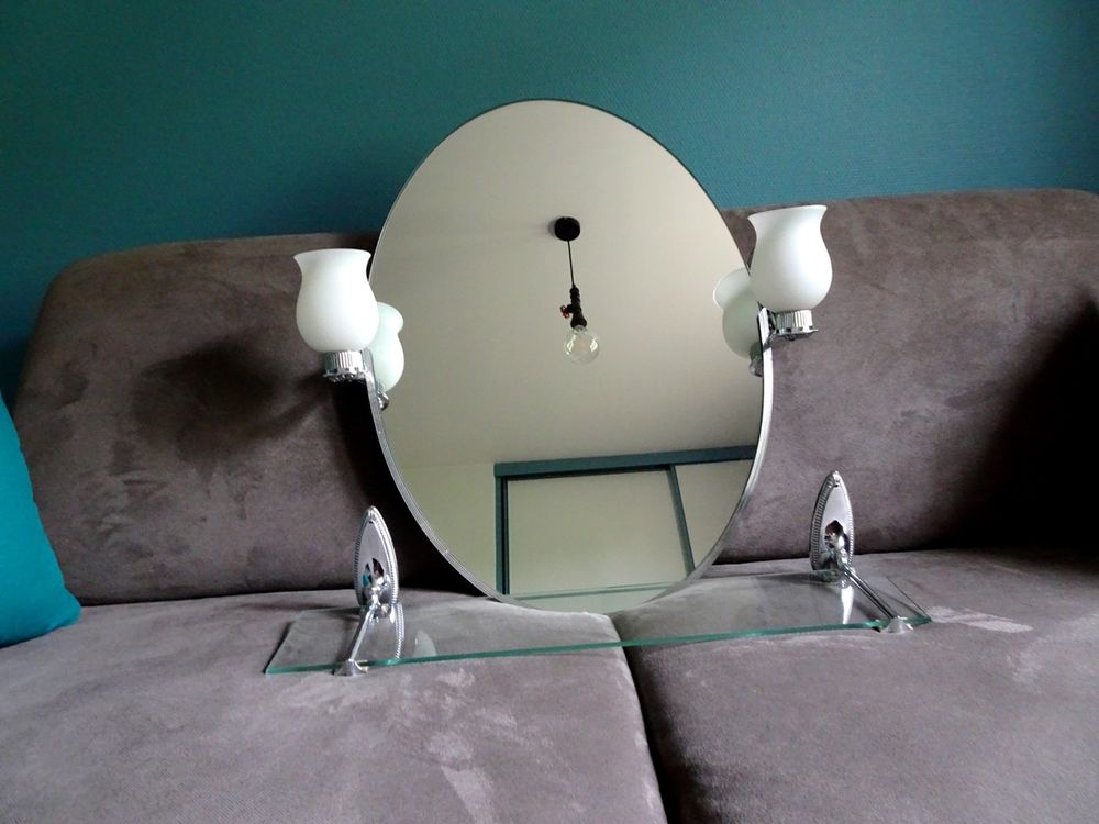 Glace miroir appliques + Tablette en verre Décoration
