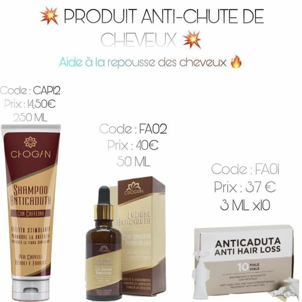 je vous propose un produits anti-chute de cheveux,100% bio. Maroquinerie