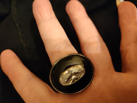 Superbe grosse bague argent 925 ,onyx noire ,cristal/zircon 250 Verneuil-sur-Seine (78)