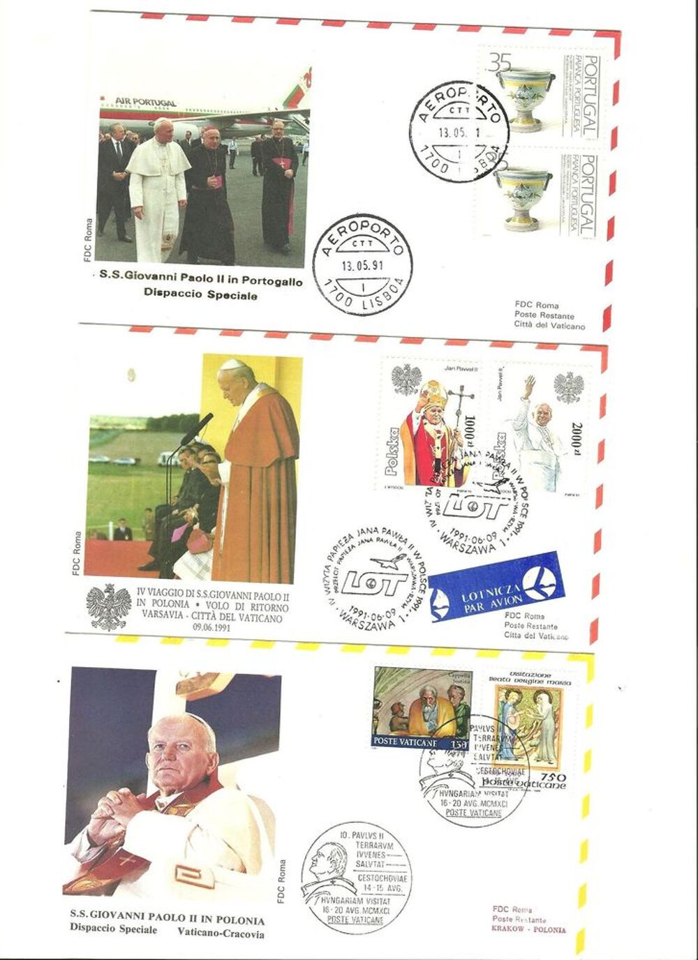 Enveloppes St Jean-Paul II Voyages 