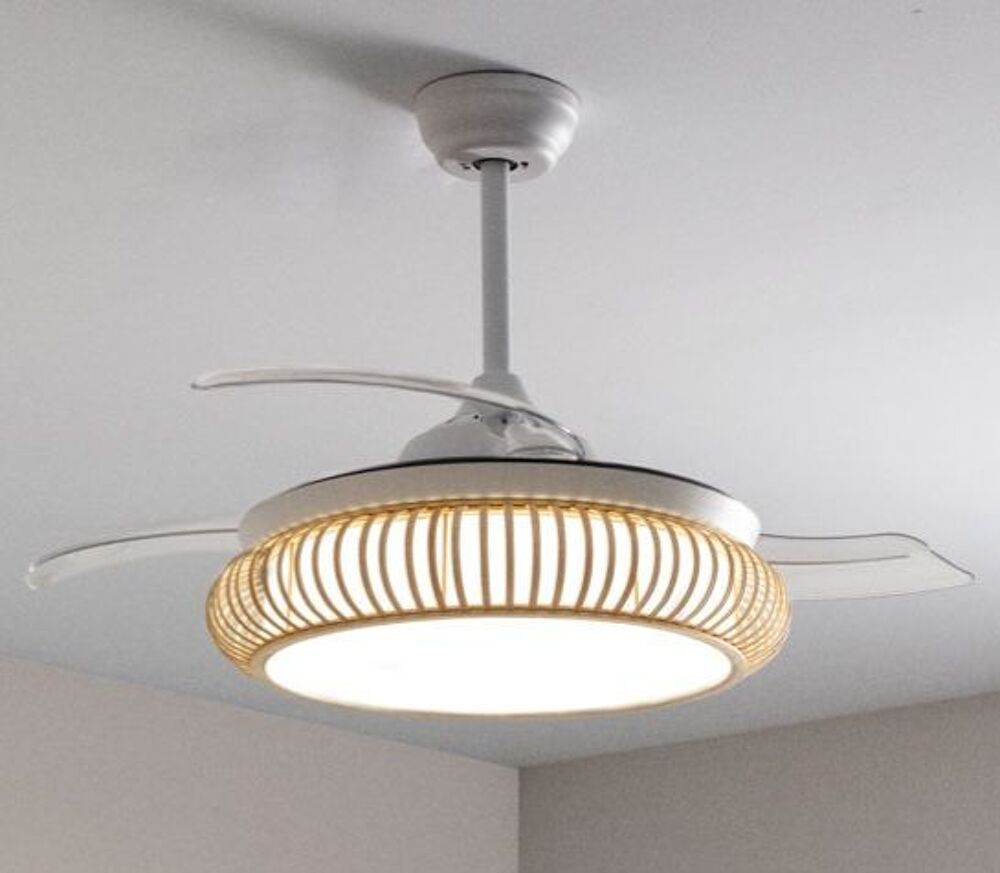 Lustre ventilateur wind clean rattan Décoration