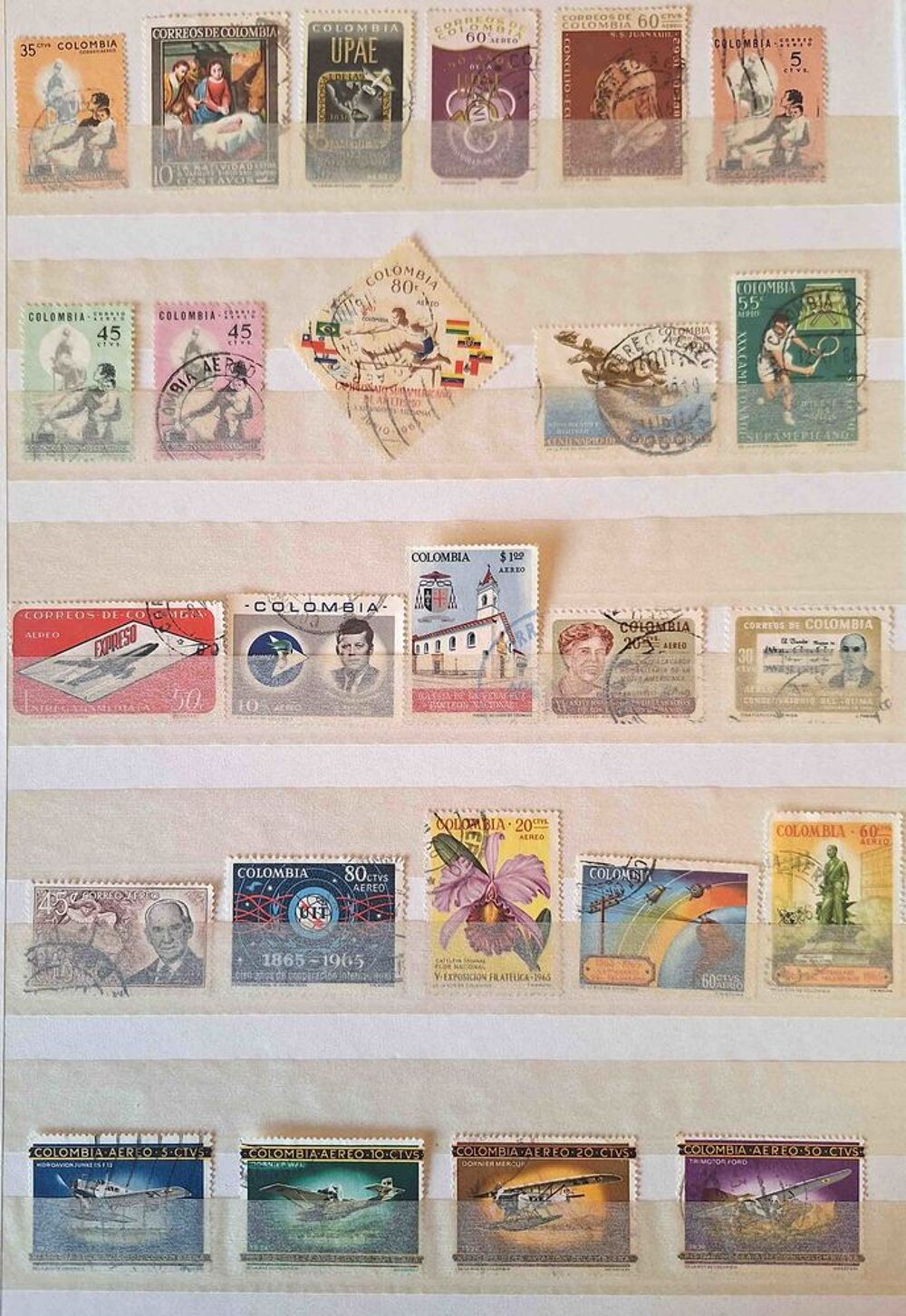 S&eacute;rie de timbres de collection de Colombie 