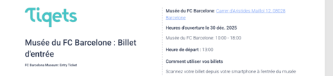 Mus�e du FC Barcelone : Billet d'entr�e 2 adultes 0 Ludres (54)