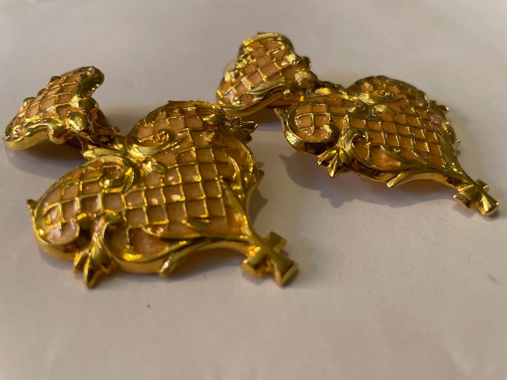 BO Clip c?ur croisillons email rose nacr&eacute; + pendant c?ur CL Bijoux et montres