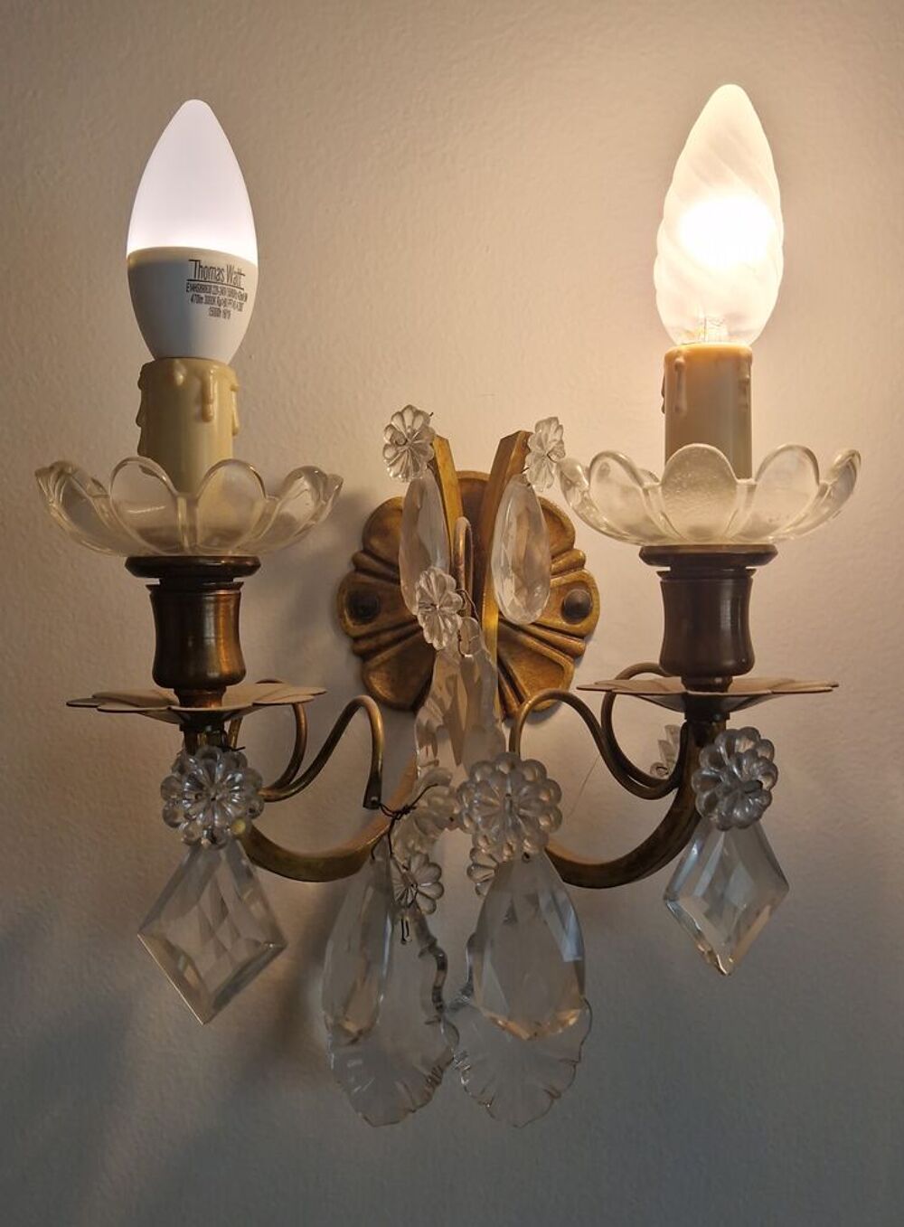 3 appliques en cristal de Boh&egrave;me Décoration